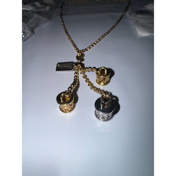 Coach Cylinder Charm Necklace With Gold & Silver Accents - Picture 7 of 7